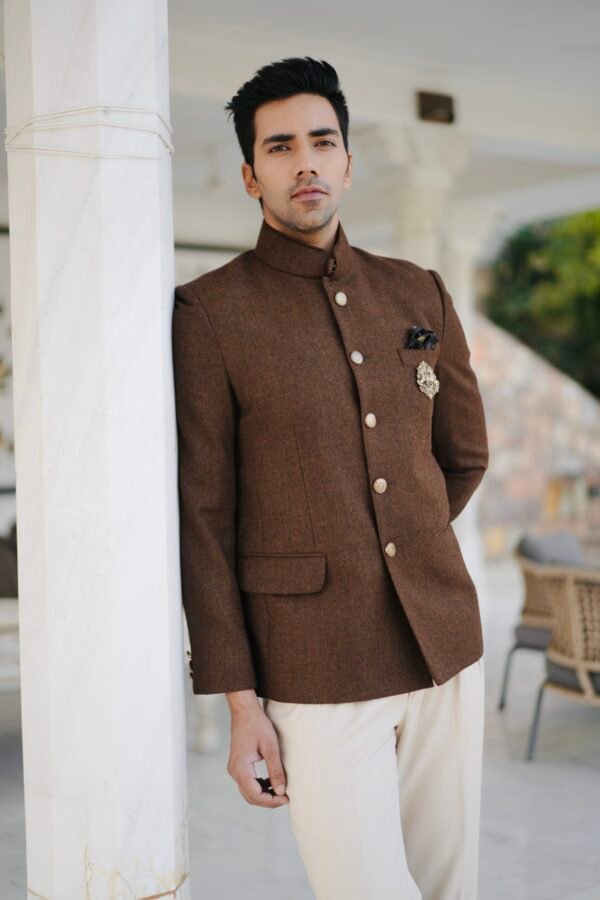 Rustic Wool Tweed Bandhgala