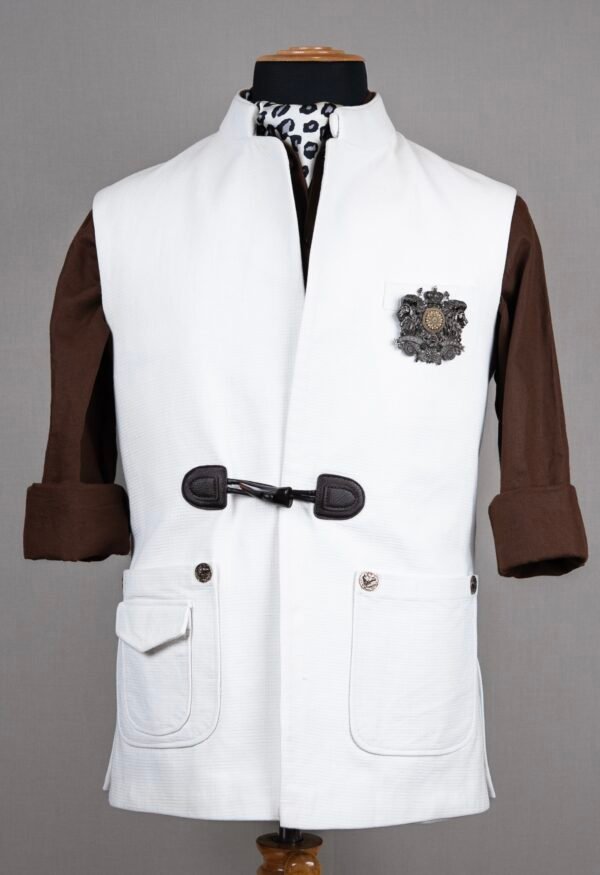 Textured Half Jacket - White
