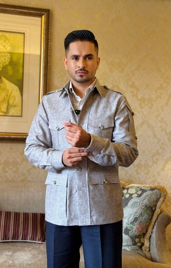 Textured Linen Hunting Overshirt