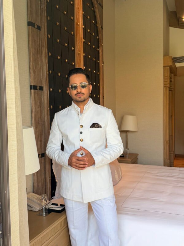 Handcrafted White Bandhgala